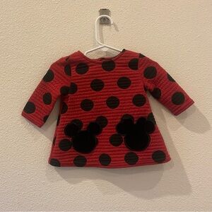 Pippa & Julie 12 Month Disney Red and Black Polka Dot Dress Mouse Ear Pockets